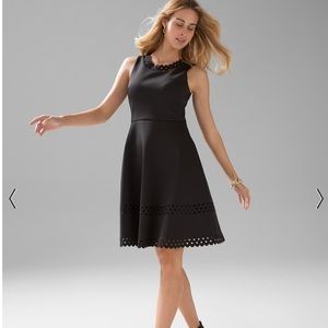 WHBM Petite Black Cutout Scuba Knit Dress P00